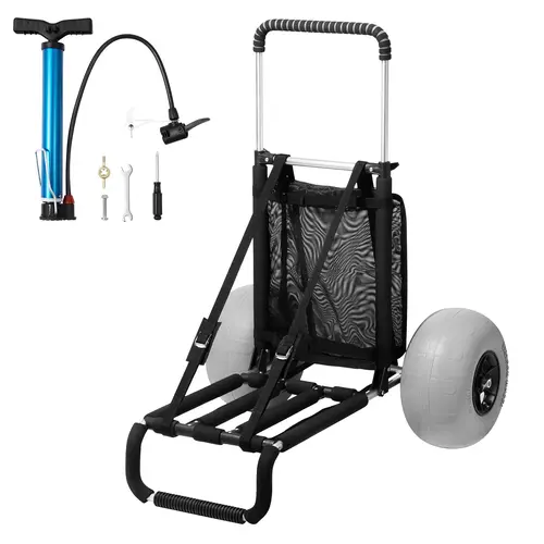 【DealsForYouDays】VEVOR Beach Dolly with Big Wheels for Sand 29.9" x 15.4" Cargo Deckw/ 12" BIG Wheels165LBS Loading Capacity Folding Sand Cart & 27" to 44.7" Adjustable HeightHeavy Duty Cart for Beach, Beach Trolley, Father's Day Gift Ideas