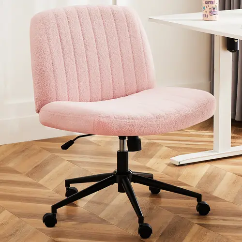 Furnest Furniture Indoor Furniture Chairs Criss Cross Office Chair with Wheels, Wide Armless Home Office Desk Chair with Dual-Purpose Base, Swivel Adjustable Task Vanity Computer Chair