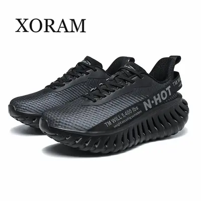 XORAM Men's Thick-Sole Mesh Gym Shoes - Comfortable Athletic Trainers for Outdoor Walking, Training (Model A525), Gym Shoe
