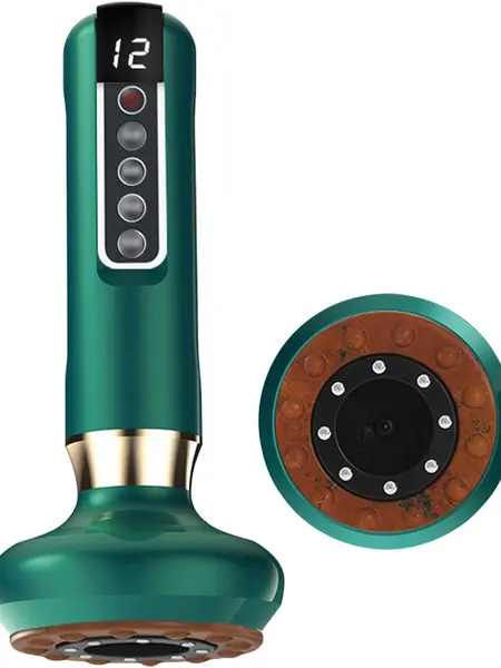 Portable Muscle Massagers - Cordless Battery Powered Electric Cupping Massager, LED Light Heating, Vacuum Suction, Gua Sha Scraping Tool, Handheld Adult Personal Care Appliance