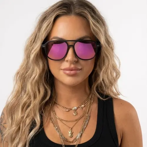 DAX EYEWEAR Briggs Aviator Sunglasses for Women, Polarized PC Frame Shades for Trendy Casual Wear - Hair-Friendly & Tangle-Free Design with UV400 Protection, Polarized Sunglasses, Trendy Casual Sunglasses
