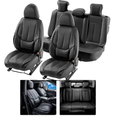 【DealsForYouDays】VEVOR Seat Covers Universal Car Seat Covers Full Set SeatsFront and Rear Seat13pcs Faux Leather Seat CoverFull Enclosed DesignDetachable Headrest and Airbag Compatiblefor Most Car SUV Truck