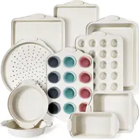 Kikcoin Deluxe Set Kikcoin 22Pcs Nonstick Baking Pan Set,Carbon Steel,Silicone Handles,Oven Safe,Bakeware,12Pcs Reusable Silicone Cups,Cake Cookie Muffin,Beginner
