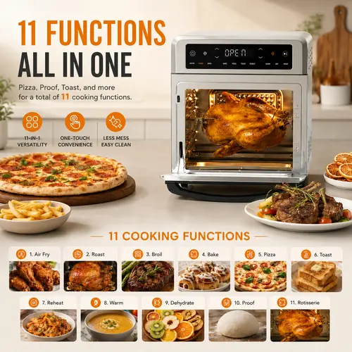 COSORI R121 11-in-1 Air Fryer Oven , 13Qt Small Footprint Airfryer combo with Rotisserie, Toast, Bake, Roast, Reheat Functions and more, Recipe Book & 6 Accessories Included, Perfect for Small Contertop DealsForYouDays, SummerWins