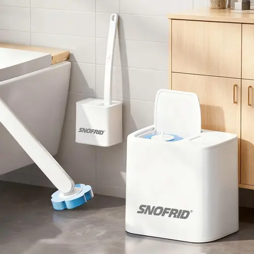 【DealsForYouDays】Snofrid Disposable Toilet Brush, Toilet Bowl Wand Holder Set with 24PCS Cleaner Refills, Bathroom Cleaning System for Sink Bathtub Drain Wash Basin UrinalWall-Mount Scrubbing Toilet Brush Bathroom Cleaning Kit