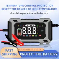 12V6A Smart Battery Charger, Maintainer & Trickle Charger for LiFePO4, Lead Acid Batteries for Motorcycle Car Truck Lawnmower Boat car battery charger, automatically stops when fully charged