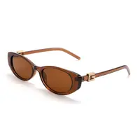 Minimalist Narrow Frame Cat Eye Sunglasses   Luxury G Accent UV400 Protection