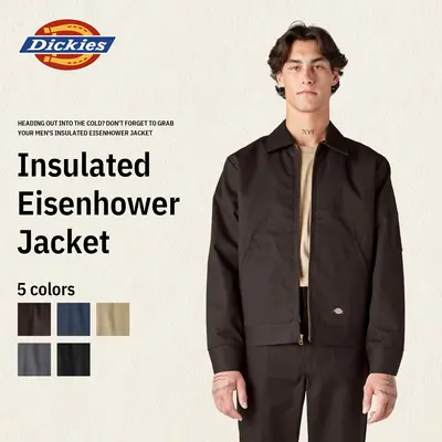 Dickies TJ15 Insulated Eisenhower Jacket, Full Zip Work Jacket, Men's Workwear, Lightweight Warmth, Wrinkle-Resistant, Stain-Resistant, Easy-Care Finish, Hidden Interior Pocket, Pairs With 874 Pants Coats Waterproof Windproof Outerwear