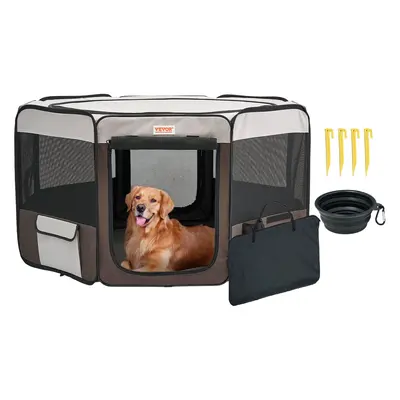 VEVOR 46-in Foldable Durable Dog & Cat Playpen Enclosure, Portable 600D Oxford Cloth Kennel with Waterproof Fabric & Removable Zipper, for Indoor/Outdoor Travel Use
