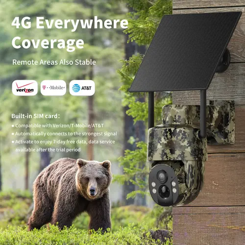 [SummerWins] Solar Powered 4G Security Camera CB174S, 4MP HD Color Night Vision, Built-in Cellular Card, No WiFi Outdoor Camera for Farm/Home with IP65 Waterproof, 4G LTE Data Service need activate summerwins