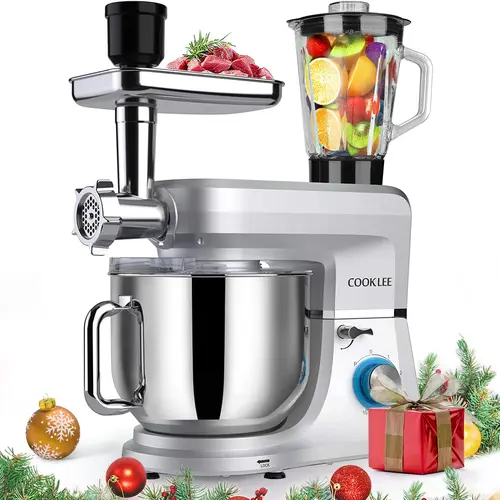COOKLEE 6-in-1 Standing Mixer - 8.5 Qt Powerful Kitchen Food Mixer for Household Use with 9 Accessories for Home Baking & Cooking