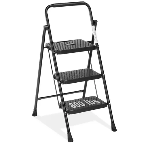 【Summer Sale】Sweet Furniture S - Step Ladder, Foldable Stool with Wide Pedal, Cushioned Handle, 800lbs Capacity for Home Kitchen and Outdoor