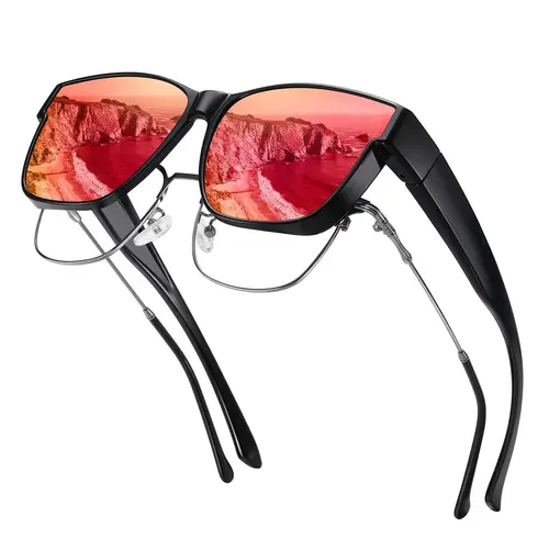Summer Survivals HAOLOTA Polarized Sunglasses Fit Over Glasses for Men Women, Oversized Square Sun Glasses UV400 Protection Shades