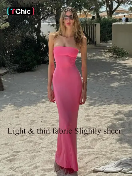 Women's Solid Backless Lace Up Tie Back Bodycon Dress, Elegant Fashion Maxi Tube Dress for Party Club Dating Wear, Ladies Dress for Summer, Strapless Prom Dress