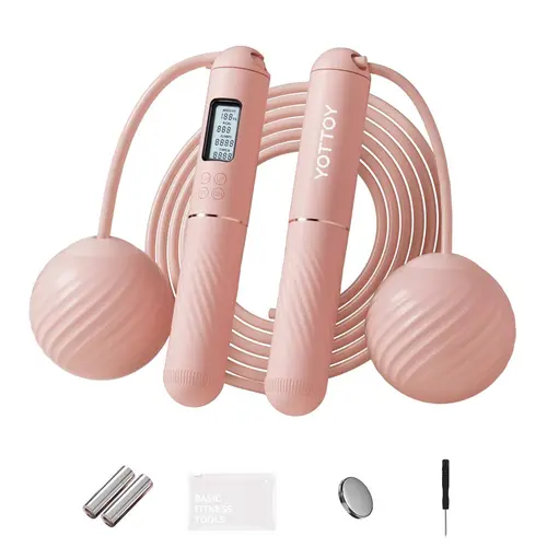 YOTTOY Cordless Jumping Rope - Fitness Equipment with Large LED Display, High-Precision Chip, Weighted Cordless Ball Option for Women's Home Training, Weighted Workout Ropes & Home Exercise Equipment
