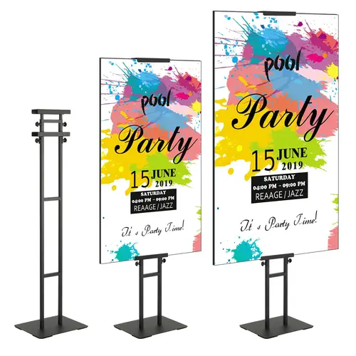【Father's Day Gift】VEVOR Double-Sided Heavy Duty Floor Standing Sign Holder, Adjustable Height Up to 75" Pedestal with Shock-Absorbing Base for Boards, Foam & Straight Pole Banners, Black