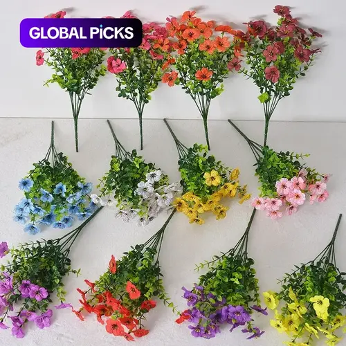 Artificial Flower, 12/24pcs/set Mixed-Color UV-Resistant Fake Flowers, Decorative Faux Flower Plants for Home Garden and Yard, Outdoor Flowers, Home Decor (without Pot) #GLOBAL PICKS