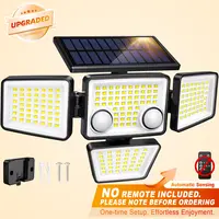 LYWALT Solar Motion Sensor Lights-4 Heads 3000LM, IP65Waterproof, 270°Wide Angle Lighting Security Light for Yard, Garage, Porch, Pool,Garden,Barn,Patio,#Deals for You Days