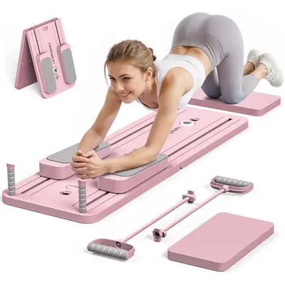FED Fitness FEIERDUN Multifunctional Pilates Board - Foldable Pilates System, Home Gym Equipment, Multifunctional Abdominal Muscle Core Trainer, Abs Workout Machine, 300LBS Capacity Balance Training Gear for At-Home Use,summerwins