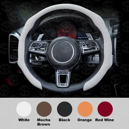 SUPEREVER Napa Leather Car Steering Wheel Cover - 15 Inch, 4-Season Universal Fit, Enhanced Grip, Elevated Style, Non-Bulky & Modern Design, Anti-Slip, Sweat-Absorbent, Comfortable & Premium Quality