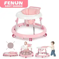Baby Walker Foldable with 9 Adjustable Heights, Baby Walkers and Activity Center for Boys Girls Babies 7-18 Months, Baby Walker with Wheels Portable