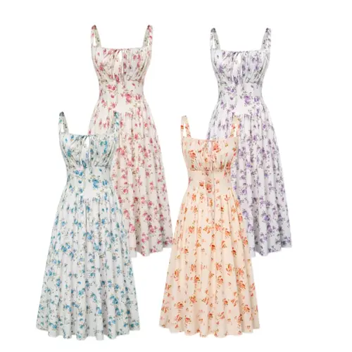 Grace Karin Women's Strappy Sleeveless Milkmaid Corset Flowy Midi Sundress - Floral, Casual/Party/Vacation Outfit, Spring Summer, S-2XL Plussize Friendly Womenswear