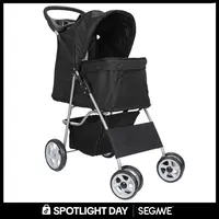 Segawe Foldable Pet Dog Stroller for Small Cat dog with Storage Basket & Cup Holder for Pet Travel,summerwins