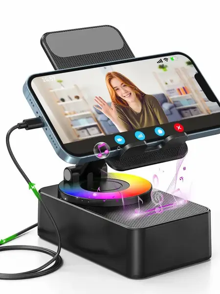 5 in 1 Wireless Audio Bluetooth Speaker, Portable & Foldable Stand, Emergency Power, 5.3FM HD Bassup Answer Calls, for iPhone Android