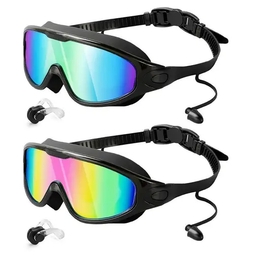 TYGLOBAL Swim Goggles 2 Pack  Adjust for Kids Men Women, No Leaking 180° Swim Glasses, Easy to Wear, Wide View, Anti-Fog, UV Protection, Comfortable Fit, Suitable for Men Women Kids