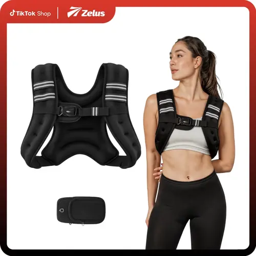 【DealsForYouDays】ZELUS Weighted Vest-6/8/12/16/20/25/30lb Rucking vest with Phone Pouch&Reflective Stripes&Adjustable Straps for Men&Women|Workout enhancer for Motivational walking,Strength Training,Running #TikTokShopDealsforYouDays#SummerWins