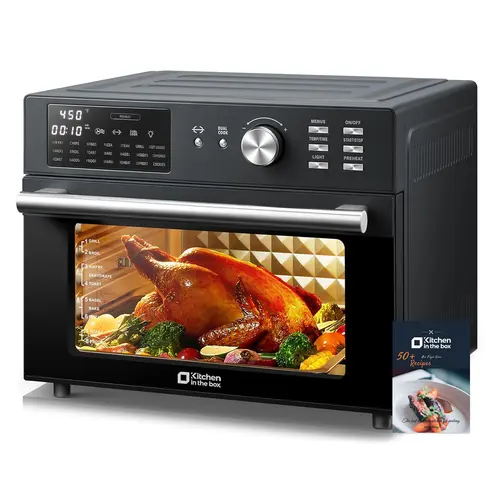 32QT Extra Large Air Fryer Toaster Oven Combo, 21-in-1 Countertop Convection Toaster Oven with Air Fry, Bake, Toast, Roast, 6 Accessories, 1800W Dual Cook Preset