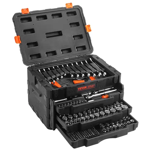 【DealsForYouDays】VEVOR Heavy-Duty Tool Kits, 450-Pcs Automotive Tools Set with 1/4"-3/8"-1/2" Drive Deep/Standard Sockets, Bits, Hex Wrenches, Combination Wrench, Accessories & Storage Case (), Hardware, Tools And Gadgets,father'sdaygifts