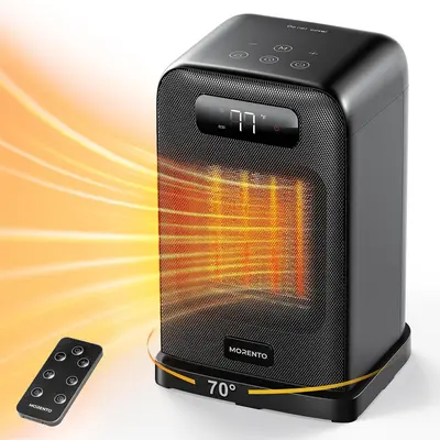 MORENTO 1500W Indoor Portable Electric Space Heater - 10-15in Desk Heater with 3 Heating Modes, Adjustable Heating Temperature, Fan, Remote Control & WIFI for Safe Home Use