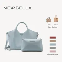 NEWBELLA Shelly Women's 2-Piece PU Leather Top-Handle Tote Bag - Spring New Arrival, Large-Capacity Minimalist Solid Color Waterproof Work Bag, Everyday Pu Tote Satchel, Handbag for Women, Solid Color Bag