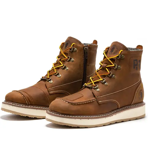 ROCKROOSTER Men's  Slip-resistant Work Boots Goodyear Welt Construction Oiled Leather Steel Shank Versatile Durable Comfortable Breathable All Weather Grip Electrical Hazard Footwear Blue Collar