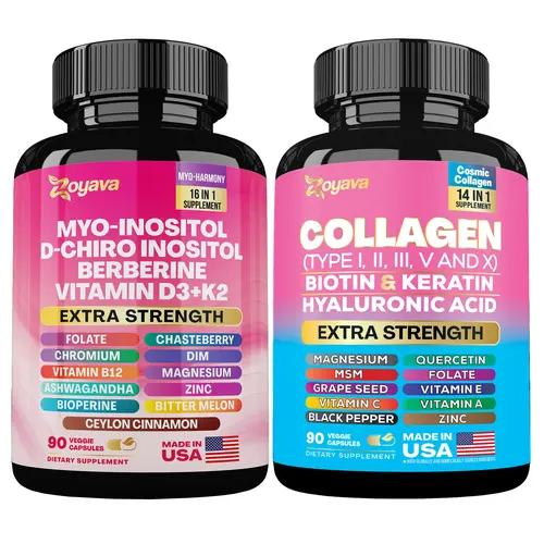 Blooming Balance Bundle: Zoyava Myo-Inositol & Collagen Supplement, All-in-One Multivitamin Combo, Made in USA with Extra Strength Ingredients