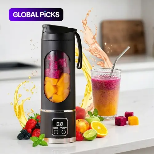 Portable 15.22 oz USB Rechargeable Personal Blender, Smoothie Maker with LED Display, Durable ABS Construction, Ideal for Smoothies and Juices, Kitchen Essential #GLOBAL PICKS