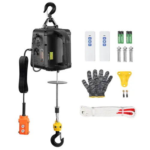 【DealsForYouDays】VEVOR Electric Hoist Winch, electric hoist with remote control, 2-in-1 1100 lbs 1800W Portable Power Winch with 98 ft Lift, Wired & Wireless Remote for Garage, Warehouse, Factory Lifting, Winch Strap Hook