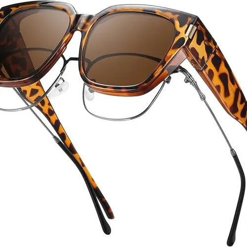 Summer Survivals HAOLOTA Fit Over Glasses Sunglasses for Women Men Trendy Square Wrap Around Shades UV Protection