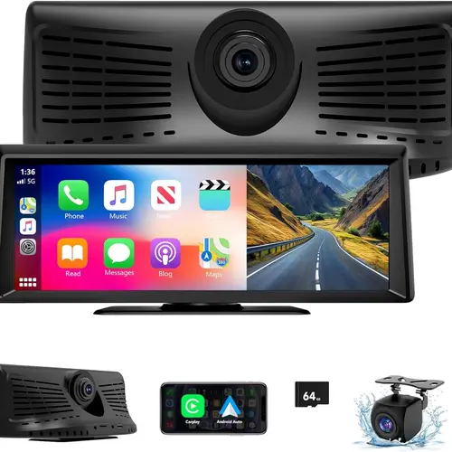 【Hieha】2026 Top-Rated Carplay Dash Cam:Updated 8.14" Portable Touchscreen with Wireless Carplay, Android Auto, 1080P Backup, and 2K Front Camera — Complete GPS Navigation System Carplay for Any Car Carplay  Screen Big Screen Carplay Sum