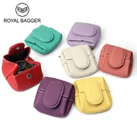 Royal Bagger Women's Coin Purse, Casual Leather Pouchlette with Lychee Pattern and Buckle, Mini Wallet for Keys & Earphones, Gifts for Women
