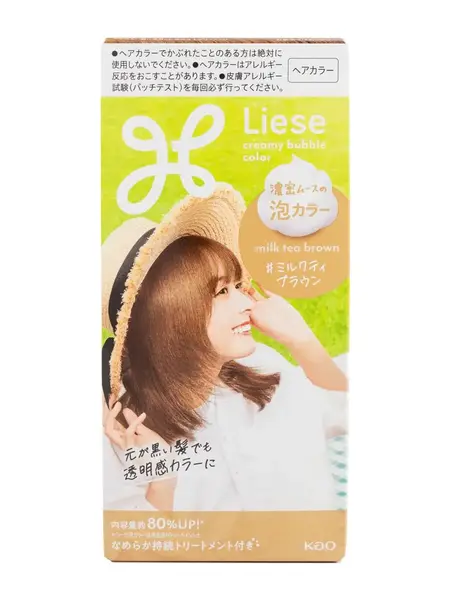 Kao Liese Creamy Bubble Hair Color, Permanent Foam Dye in Milk Tea Brown, Non-Drip Mess-Free Kit for Easy At-Home Use, My Hair Color Dye