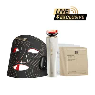 【LIVE EXCLUSIVE】INIA GLOW Wireless LED Mask, Perfect Gift Season Pick,  Live Stream Only BUY 1 GET 10 with FLARE and 8pcs Collagen Real Deep Mask