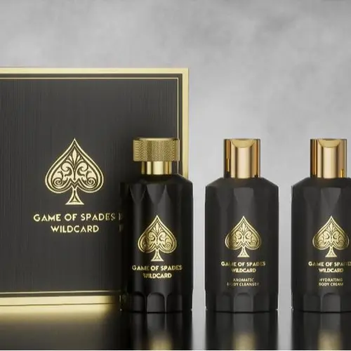 Game of Spades Wildcard 4 pcs Gift Set by Jo Milano Paris (parfum 3.4 oz., Aromatic Body cleanser 3.4 oz., Hydrating body cream 3.4 oz. & Atomizer)