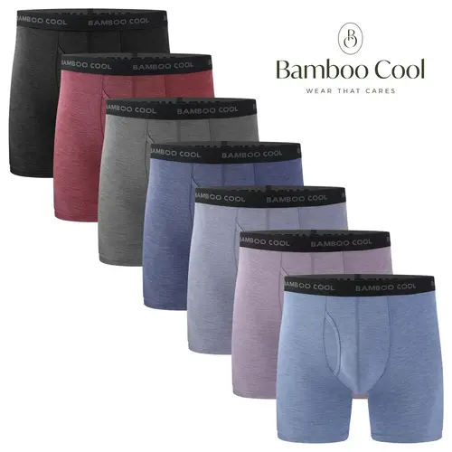 BAMBOO COOL Men's Underwear Boxer Briefs Soft Comfortable 92% Viscose 8% Spandex Gift Sets for Boyfriend 4 Pack or 7 Pack Premium Material Breathable Moisture-Wicking Elastic Stretching summervibes summerwins