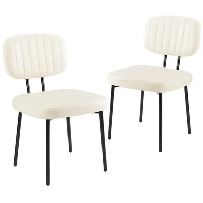 Sweet Furniture S Dining Chairs Set of 2, Upholstered Mid Century Modern Kitchen Dining Room Accent Chairs with Faux Leather Cushion Seat & Metal Legs