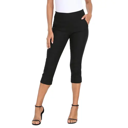 HDE Women's 19" Inseam Pull On Capri Pants with Pockets business casual women Comfort Fabric Fit Spandex summerwins