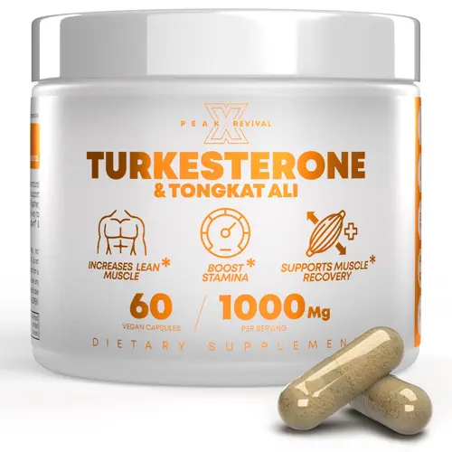 Testosterone Booster for Men – Turkesterone 1000mg + Tongkat Ali + Colostrum – Strength, Stamina, Energy, Recovery & Lean Muscle Growth Support – Natural Men's T Booster Pills, 60 Capsules Fitness Endurance Supplement Protein Supplement Pre Workout