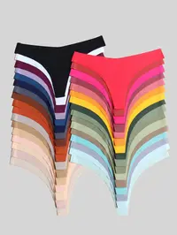 Women's Solid Color V-shaped Waist Thong, Breathable Comfortable Seamless Panty for Daily Wear, Women's Underwear for All Seasons, Women Underwear, Thongs, Undergarments, Underwear for Women, Nylon, Medium