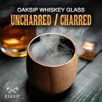 Oaksip - Wooden Whiskey & Bourbon Drinking Glass Tumbler Cup, Charred or Uncharred Old Fashioned Glass, Perfect Gift for Men, Traditional Drinkware, Perfect Father's Day Gift, Gift for Dad, Father's Day